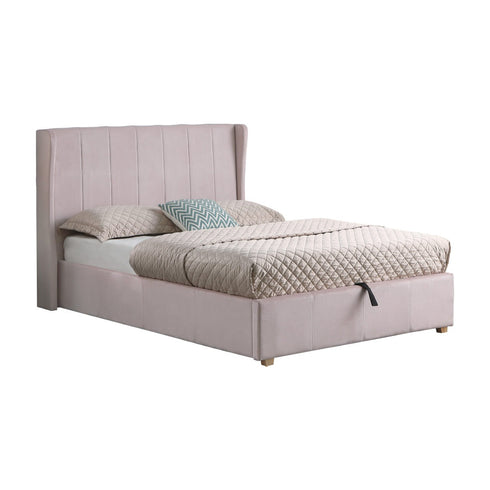 Amelia Plus 4FT6 Storage Bed - Pink Velvet Fabric